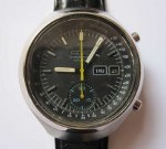Seiko black Helmet automatic chronograph, separate date