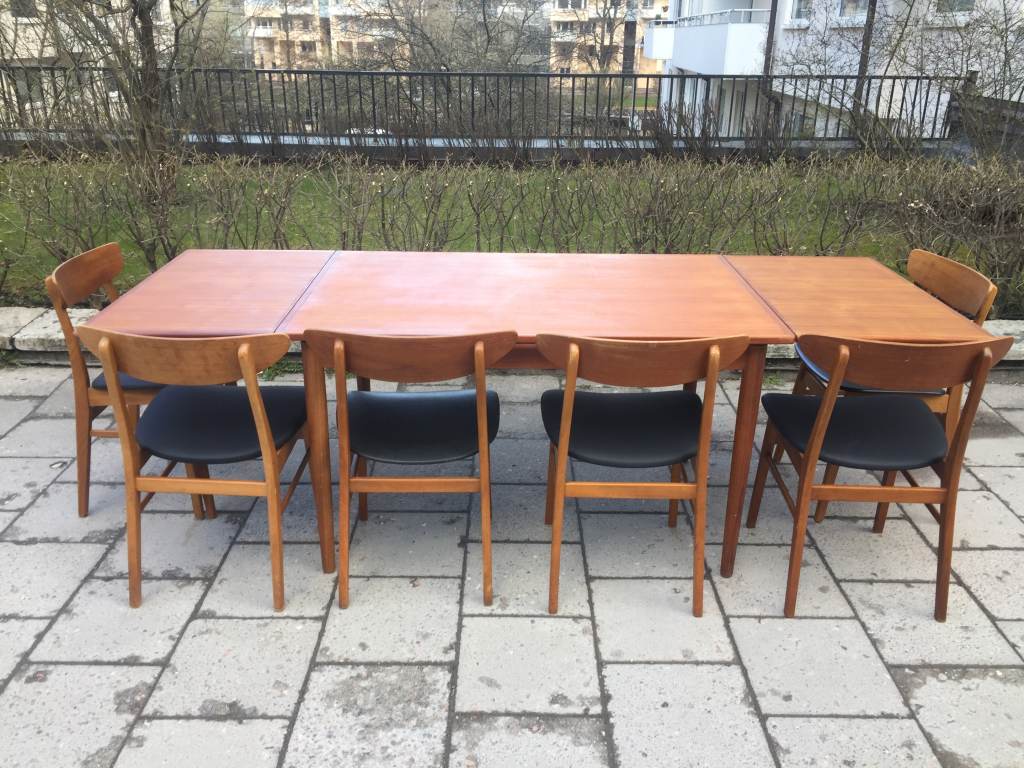 Danish teak dining dable with extensions, 50's