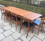 Danskt teak matbord med fyra extraskivor, 50-tal, 6800 kr 2022-01-20