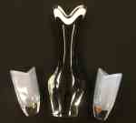 Flygsfors Kedelv black & white vase Sweden SOLD, 2 small Reijmyre Berit Ternell vases SOLD  2021-10-20
