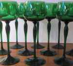 10 st gröna vinglas, troligen från Kosta, 50-tal