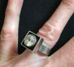 Alton rock crystal & silver ring, 60's, SOLD 2023-09-29