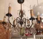 Elis Bergh chandelier six arms with crystal prisms, ca 20-30's, 2400 SEK 2021-11-22
