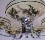 30's chrome and glass chandelier, 5 arms