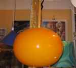 Luxus orange taklampa, glas & teak