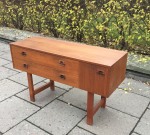 Teak bench with three drawers, media or tv-bench, 60's SOLD 2019-11-27