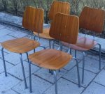 4 Danish teak school chairs, 60's SOLD 2020-06-03