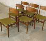 6 Danish chairs, teal, 60´s  SOLD