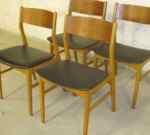 Fyra stolar i teak och svart galon, dansk design från Farstrup 50-tal eller 60-tal