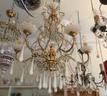 Small empire crystal chandelier with 5 arms for 6 light bulbs, 60's SOLD 2022-10-14